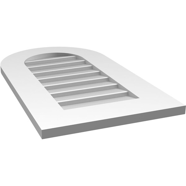 Ekena Millwork Round Top Surface Mount PVC Gable Vent: Non-Functional, w/ 3-1/2"W x 1"P Standard Frame, 16"W x 28"H - GVPRT16X2801SN