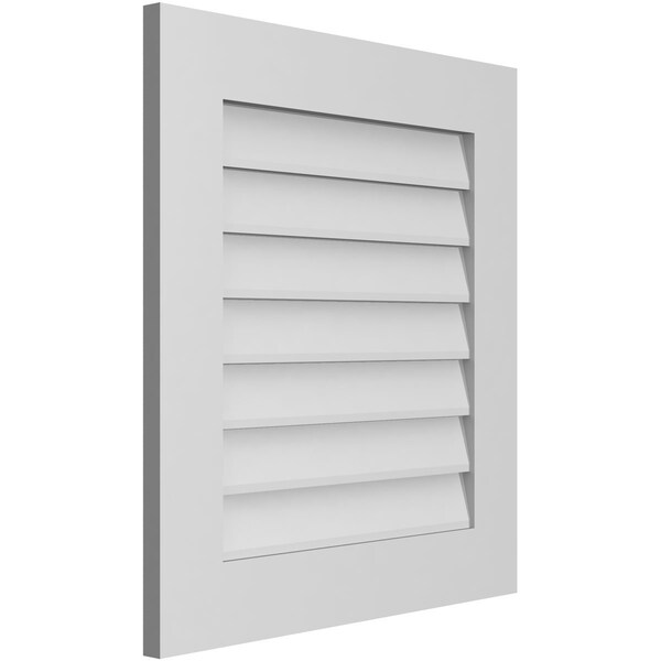 Ekena Millwork Vertical Surface Mount PVC Gable Vent: Non-Functional, w/ 3-1/2"W x 1"P Standard Frame, 24"W x 26"H - GVPVE24X2601SN