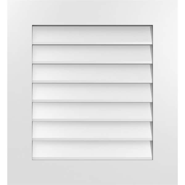 Ekena Millwork Vertical Surface Mount PVC Gable Vent: Non-Functional, w/ 3-1/2"W x 1"P Standard Frame, 24"W x 26"H - GVPVE24X2601SN