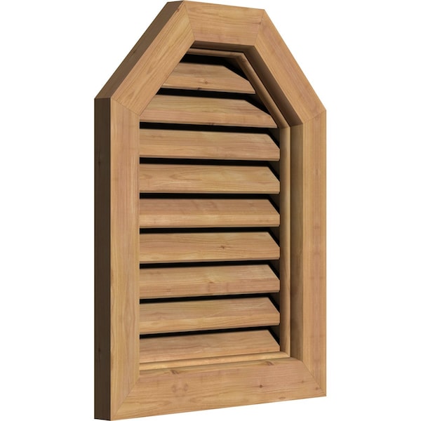 Ekena Millwork Octagonal Top Gable Vent Western Red Cedar Gable Vent w/Brick Mould Face Frame, 36"W x 32"H - GVWOT36X3200SFUWR
