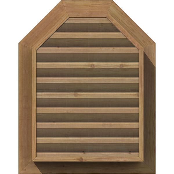 Ekena Millwork Octagonal Top Gable Vent Western Red Cedar Gable Vent w/Brick Mould Face Frame, 36"W x 14"H - GVWOT36X1400SFUWR
