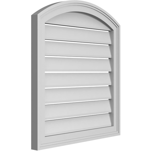 Ekena Millwork Arch Top Surface Mount PVC Gable Vent: Non-Functional, w/2"W x 1-1/2"P Brickmould Frame, 24"W x 24"H - GVPAR24X2402SN