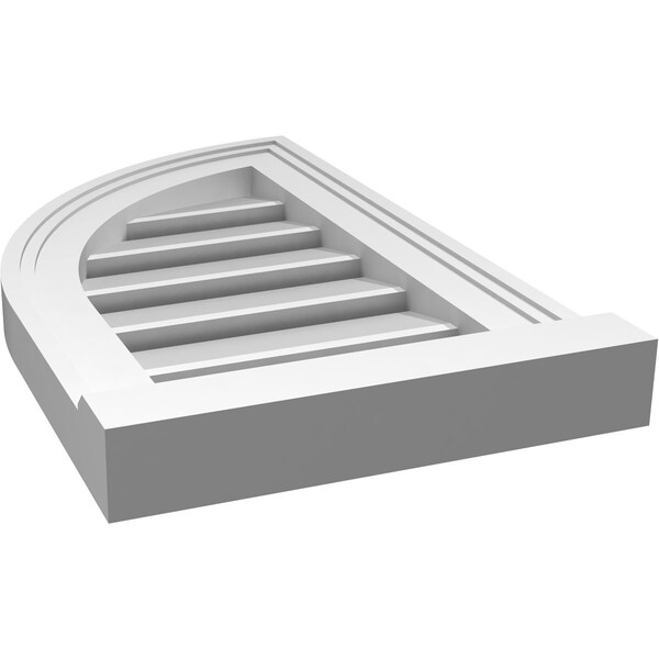 Ekena Millwork Quarter Round Top Left Surface Mount PVC Gable Vent w/ 2"W x 2"P Brickmould Sill Frame, 12"W x 20"H - GVPQL12X2003SF