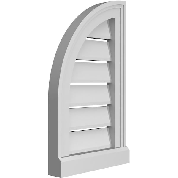 Ekena Millwork Quarter Round Top Left Surface Mount PVC Gable Vent w/ 2"W x 2"P Brickmould Sill Frame, 12"W x 20"H - GVPQL12X2003SF