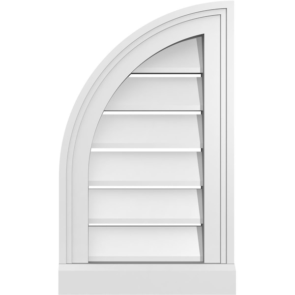 Ekena Millwork Quarter Round Top Left Surface Mount PVC Gable Vent w/ 2"W x 2"P Brickmould Sill Frame, 12"W x 20"H - GVPQL12X2003SF