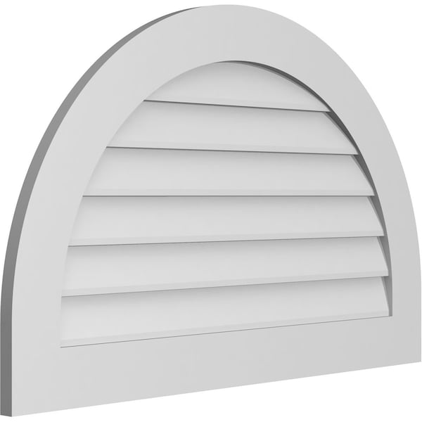 Ekena Millwork Round Top Surface Mount PVC Gable Vent: Non-Functional, w/ 3-1/2"W x 1"P Standard Frame, 38"W x 24"H - GVPRT38X2401SN