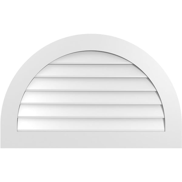 Ekena Millwork Round Top Surface Mount PVC Gable Vent: Non-Functional, w/ 3-1/2"W x 1"P Standard Frame, 38"W x 24"H - GVPRT38X2401SN