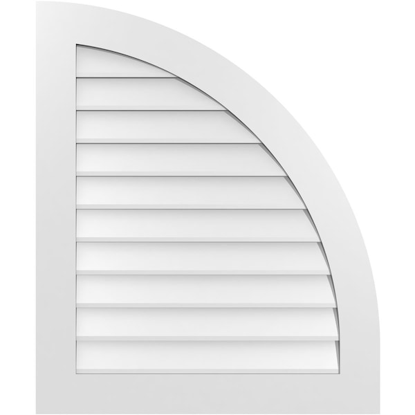 Ekena Millwork Quarter Round Top Right Surface Mount PVC Gable Vent w/ 3-1/2"W x 1"P Standard Frame, 30"W x 36"H - GVPQR30X3601SN
