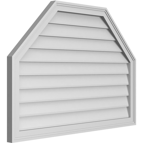 Ekena Millwork Octagonal Top Surface Mount PVC Gable Vent w/ 2"W x 1-1/2"P Brickmould Frame, 40"W x 28"H - GVPOT40X2802SN