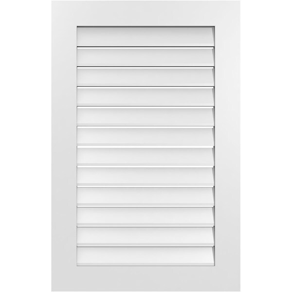 Ekena Millwork Vertical Surface Mount PVC Gable Vent: Functional, w/ 3-1/2"W x 1"P Standard Frame, 26"W x 40"H - GVPVE26X4001SF