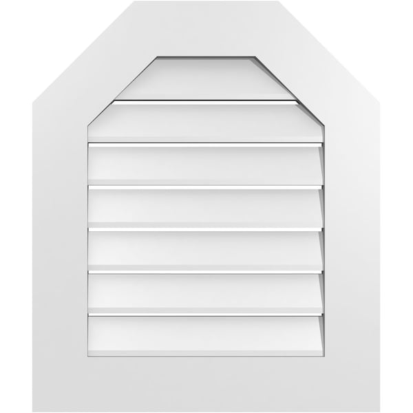 Ekena Millwork Octagonal Top Surface Mount PVC Gable Vent: Functional, w/ 3-1/2"W x 1"P Standard Frame, 22"W x 26"H - GVPOT22X2601SF