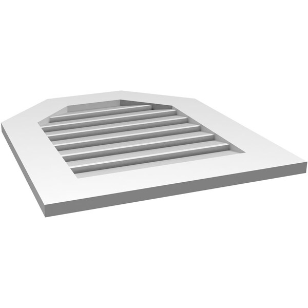 Ekena Millwork Octagonal Top Surface Mount PVC Gable Vent: Functional, w/ 3-1/2"W x 1"P Standard Frame, 22"W x 26"H - GVPOT22X2601SF