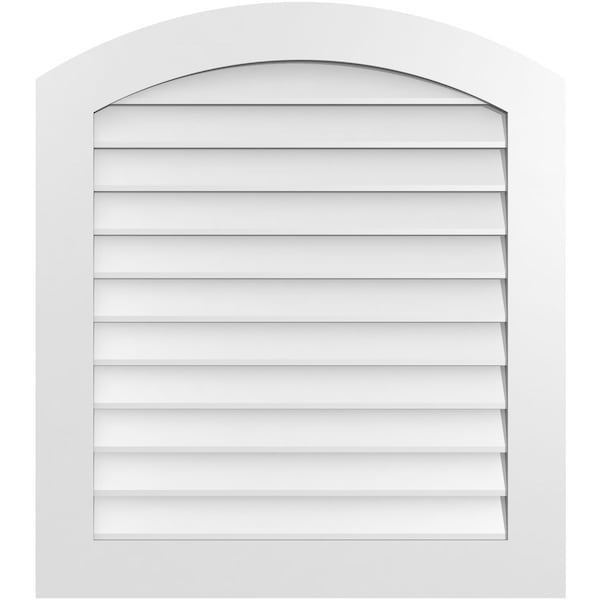 Ekena Millwork Arch Top Surface Mount PVC Gable Vent: Functional, w/ 3-1/2"W x 1"P Standard Frame, 32"W x 36"H - GVPAR32X3601SF
