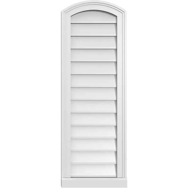 Ekena Millwork Arch Top Surface Mount PVC Gable Vent: Functional, w/ 2"W x 2"P Brickmould Sill Frame, 14"W x 40"H - GVPAR14X4003SF