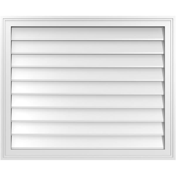 Ekena Millwork Vertical Surface Mount PVC Gable Vnt: Non-Functional, w/2"W x 1-1/2"H, Brickmould Frame, 34"W x 28"H - GVPVE34X2802SN