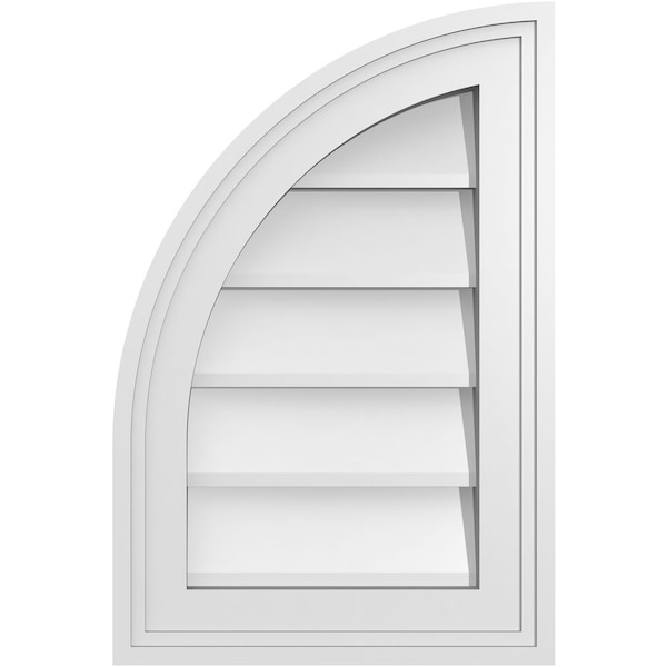 Ekena Millwork Quarter Round Top Left Surface Mount PVC Gable Vent w/ 2"W x 1-1/2"P Brickmould Frame, 12"W x 18"H - GVPQL12X1802SN