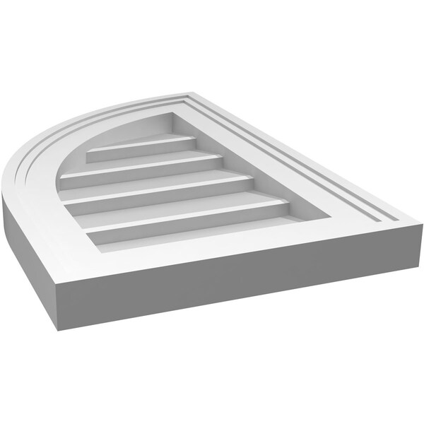 Ekena Millwork Quarter Round Top Left Surface Mount PVC Gable Vent w/ 2"W x 1-1/2"P Brickmould Frame, 12"W x 18"H - GVPQL12X1802SN