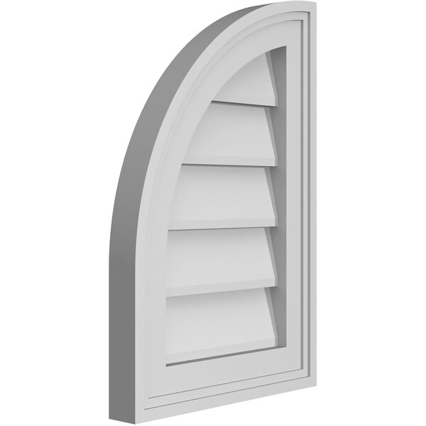 Ekena Millwork Quarter Round Top Left Surface Mount PVC Gable Vent w/ 2"W x 1-1/2"P Brickmould Frame, 12"W x 18"H - GVPQL12X1802SN