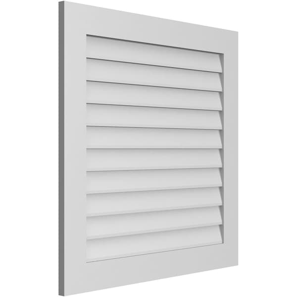 Ekena Millwork Vertical Surface Mount PVC Gable Vent: Non-Functional, w/3-1/2"W x 1"H, Standard Frame, 34"W x 34"H - GVPVE34X3401SN