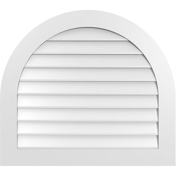 Ekena Millwork Round Top Surface Mount PVC Gable Vent: Non-Functional, w/ 3-1/2"W x 1"P Standard Frame, 36"W x 32"H - GVPRT36X3201SN