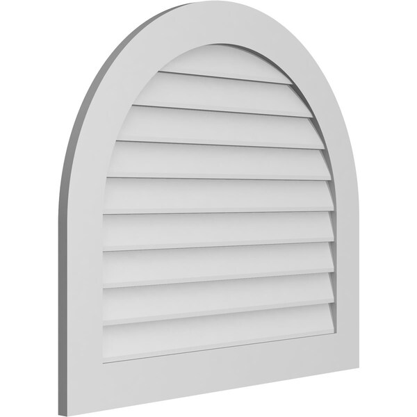 Ekena Millwork Round Top Surface Mount PVC Gable Vent: Non-Functional, w/ 3-1/2"W x 1"P Standard Frame, 36"W x 32"H - GVPRT36X3201SN