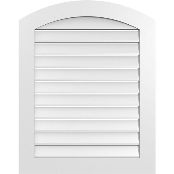 Ekena Millwork Arch Top Surface Mount PVC Gable Vent: Non-Functional, w/ 3-1/2"W x 1"P Standard Frame, 30"W x 36"H - GVPAR30X3601SN