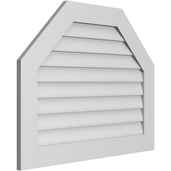 Ekena Millwork Octagonal Top Surface Mount PVC Gable Vent w/ 3-1/2"W x 1"P Standard Frame, 36"W x 28"H - GVPOT36X2801SN