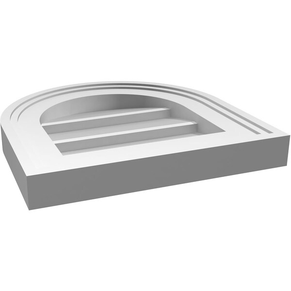 Ekena Millwork Round Top Surface Mount PVC Gable Vent w/ 2"W x 1-1/2"P Brickmould Frame, 12"W x 12"H - GVPRT12X1202SN