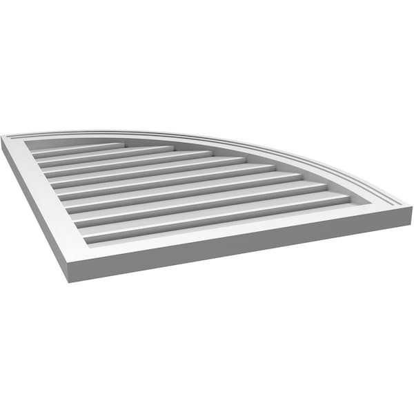 Ekena Millwork Quarter Round Top Right Surface Mount PVC Gable Vent w/ 2"W x 1-1/2"P Brickmould Frame, 26"W x 30"H - GVPQR26X3002SF