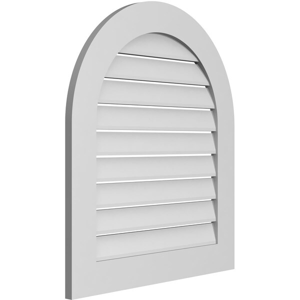 Ekena Millwork Round Top Surface Mount PVC Gable Vent: Functional, w/ 3-1/2"W x 1"P Standard Frame, 28"W x 32"H - GVPRT28X3201SF