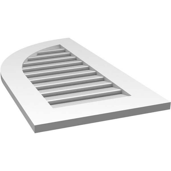 Ekena Millwork Quarter Round Top Left Surface Mount PVC Gable Vent w/ 3-1/2"W x 1"P Standard Frame, 18"W x 34"H - GVPQL18X3401SF