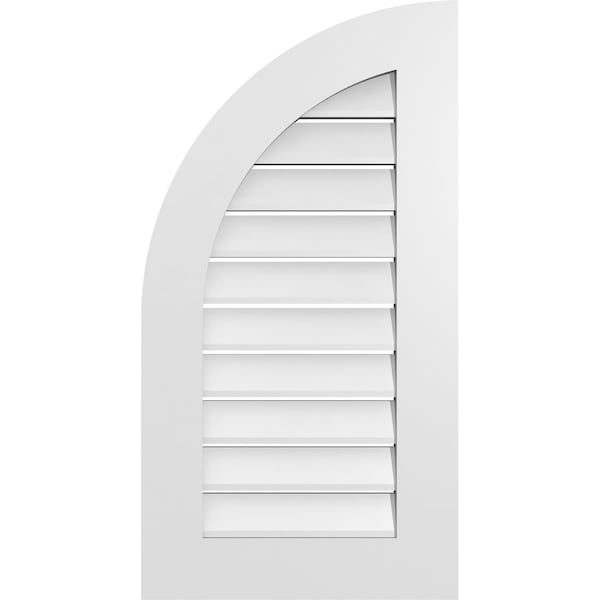 Ekena Millwork Quarter Round Top Left Surface Mount PVC Gable Vent w/ 3-1/2"W x 1"P Standard Frame, 18"W x 34"H - GVPQL18X3401SF