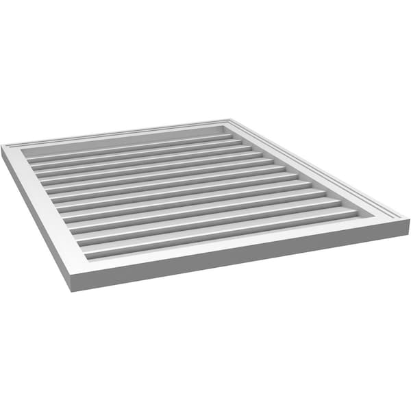 Ekena Millwork Vertical Surface Mount PVC Gable Vent: Functional, w/ 2"W x 1-1/2"P Brickmould Frame, 30"W x 36"H - GVPVE30X3602SF