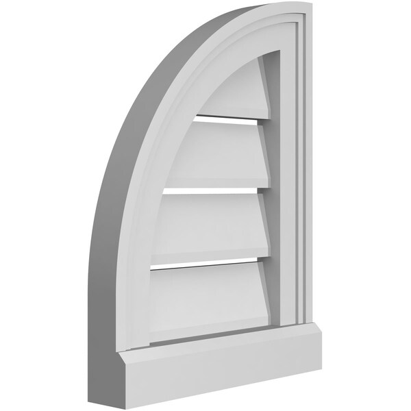 Ekena Millwork Quarter Round Top Left Surface Mount PVC Gable Vent w/ 2"W x 2"P Brickmould Sill Frame, 12"W x 16"H - GVPQL12X1603SF
