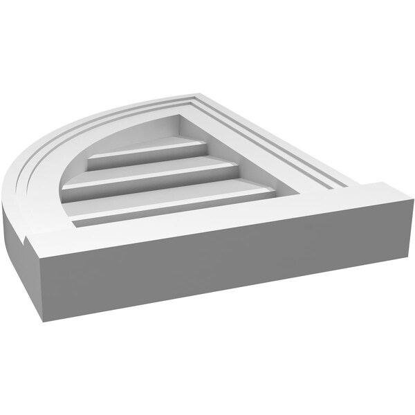 Ekena Millwork Quarter Round Top Left Surface Mount PVC Gable Vent w/ 2"W x 2"P Brickmould Sill Frame, 12"W x 16"H - GVPQL12X1603SF