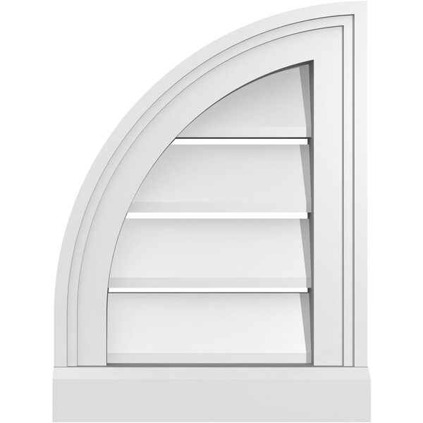 Ekena Millwork Quarter Round Top Left Surface Mount PVC Gable Vent w/ 2"W x 2"P Brickmould Sill Frame, 12"W x 16"H - GVPQL12X1603SF