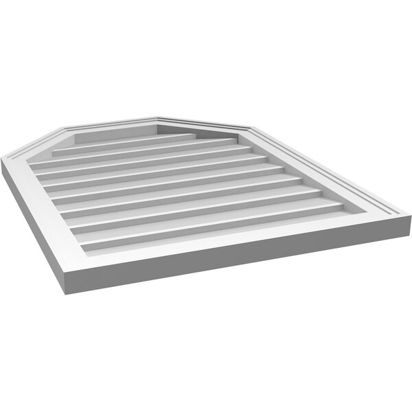 Ekena Millwork Octagonal Top Surface Mount PVC Gable Vent w/ 2"W x 1-1/2"P Brickmould Frame, 24"W x 30"H - GVPOT24X3002SN