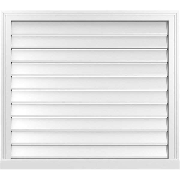 Ekena Millwork Vertical Surface Mount PVC Gable Vent: Functional, w/ 2"W x 2"P Brickmould Sill Frame, 36"W x 32"H - GVPVE36X3203SF