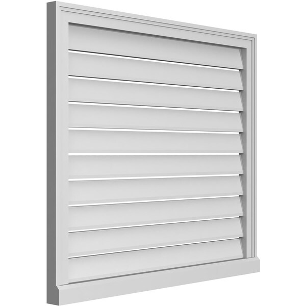 Ekena Millwork Vertical Surface Mount PVC Gable Vent: Functional, w/ 2"W x 2"P Brickmould Sill Frame, 36"W x 32"H - GVPVE36X3203SF