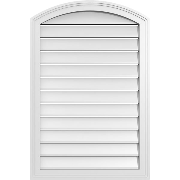 Ekena Millwork Arch Top Surface Mount PVC Gable Vent: Non-Functional, w/2"W x 1-1/2"P Brickmould Frame, 24"W x 34"H - GVPAR24X3402SN