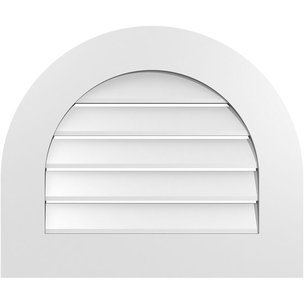 Ekena Millwork Round Top Surface Mount PVC Gable Vent: Functional, w/ 3-1/2"W x 1"P Standard Frame, 24"W x 20"H - GVPRT24X2001SF