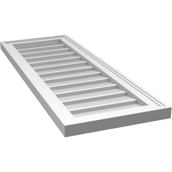 Ekena Millwork Vertical Surface Mount PVC Gable Vnt: Non-Functional, w/2"W x 1-1/2"H, Brickmould Frame, 14"W x 38"H - GVPVE14X3802SN