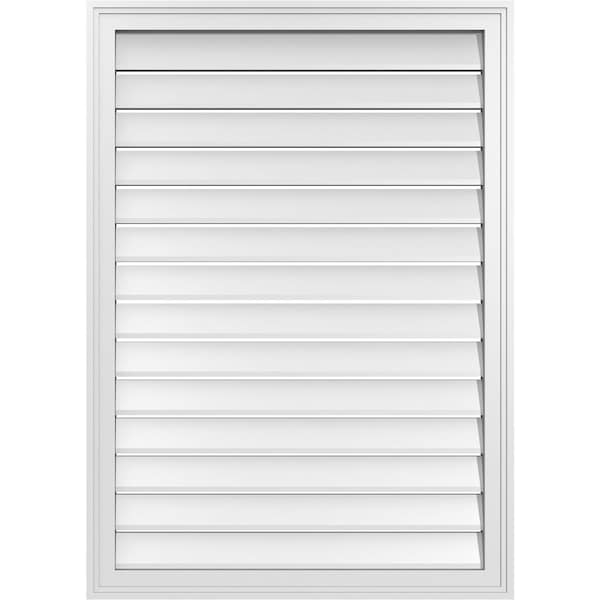 Ekena Millwork Vertical Surface Mount PVC Gable Vent: Functional, w/ 2"W x 1-1/2"P Brickmould Frame, 30"W x 42"H - GVPVE30X4202SF