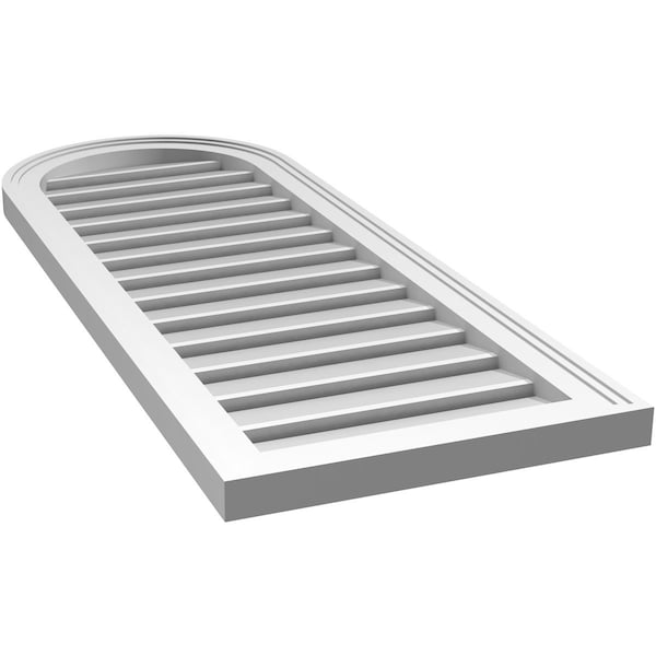 Ekena Millwork Round Top Surface Mount PVC Gable Vent: Functional, w/ 2"W x 1-1/2"P Brickmould Frame, 16"W x 42"H - GVPRT16X4202SF