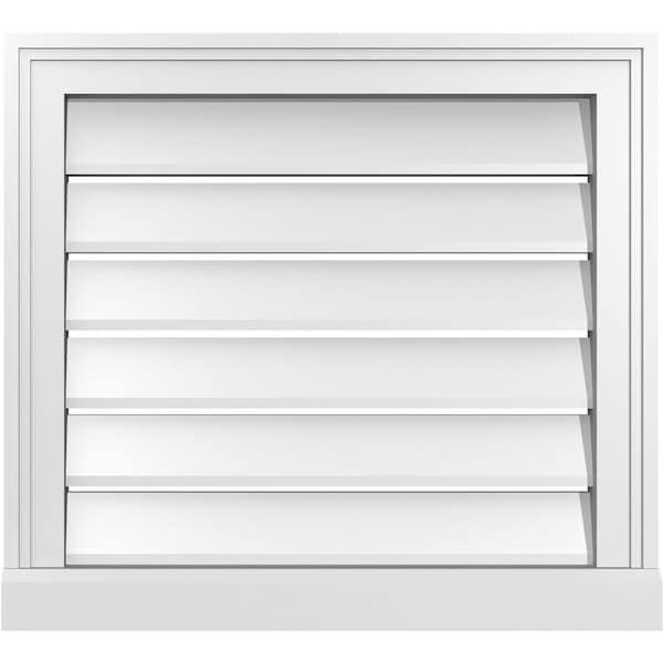 Ekena Millwork Vertical Surface Mount PVC Gable Vent: Functional, w/ 2"W x 2"P Brickmould Sill Frame, 22"W x 20"H - GVPVE22X2003SF
