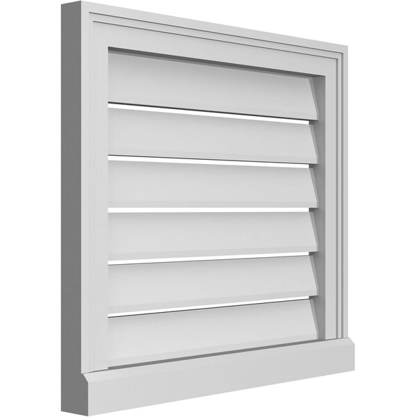 Ekena Millwork Vertical Surface Mount PVC Gable Vent: Functional, w/ 2"W x 2"P Brickmould Sill Frame, 22"W x 20"H - GVPVE22X2003SF