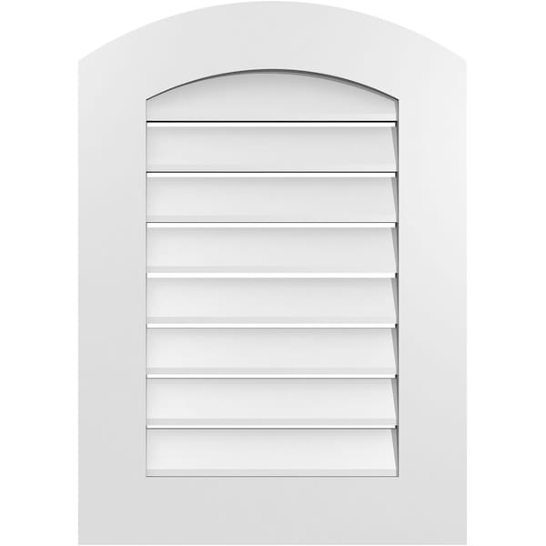 Ekena Millwork Arch Top Surface Mount PVC Gable Vent: Non-Functional, w/ 3-1/2"W x 1"P Standard Frame, 20"W x 26"H - GVPAR20X2601SN