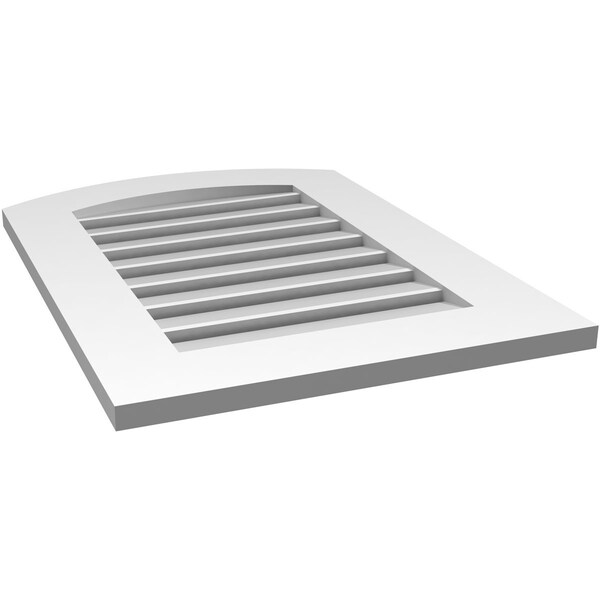 Ekena Millwork Arch Top Surface Mount PVC Gable Vent: Non-Functional, w/ 3-1/2"W x 1"P Standard Frame, 20"W x 26"H - GVPAR20X2601SN