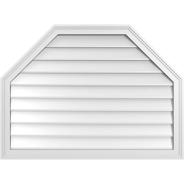 Ekena Millwork Octagonal Top Surface Mount PVC Gable Vent w/ 2"W x 1-1/2"P Brickmould Frame, 38"W x 28"H - GVPOT38X2802SN