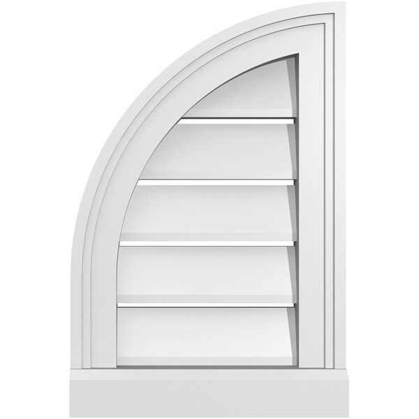 Ekena Millwork Quarter Round Top Left Surface Mount PVC Gable Vent w/ 2"W x 2"P Brickmould Sill Frame, 12"W x 18"H - GVPQL12X1803SF